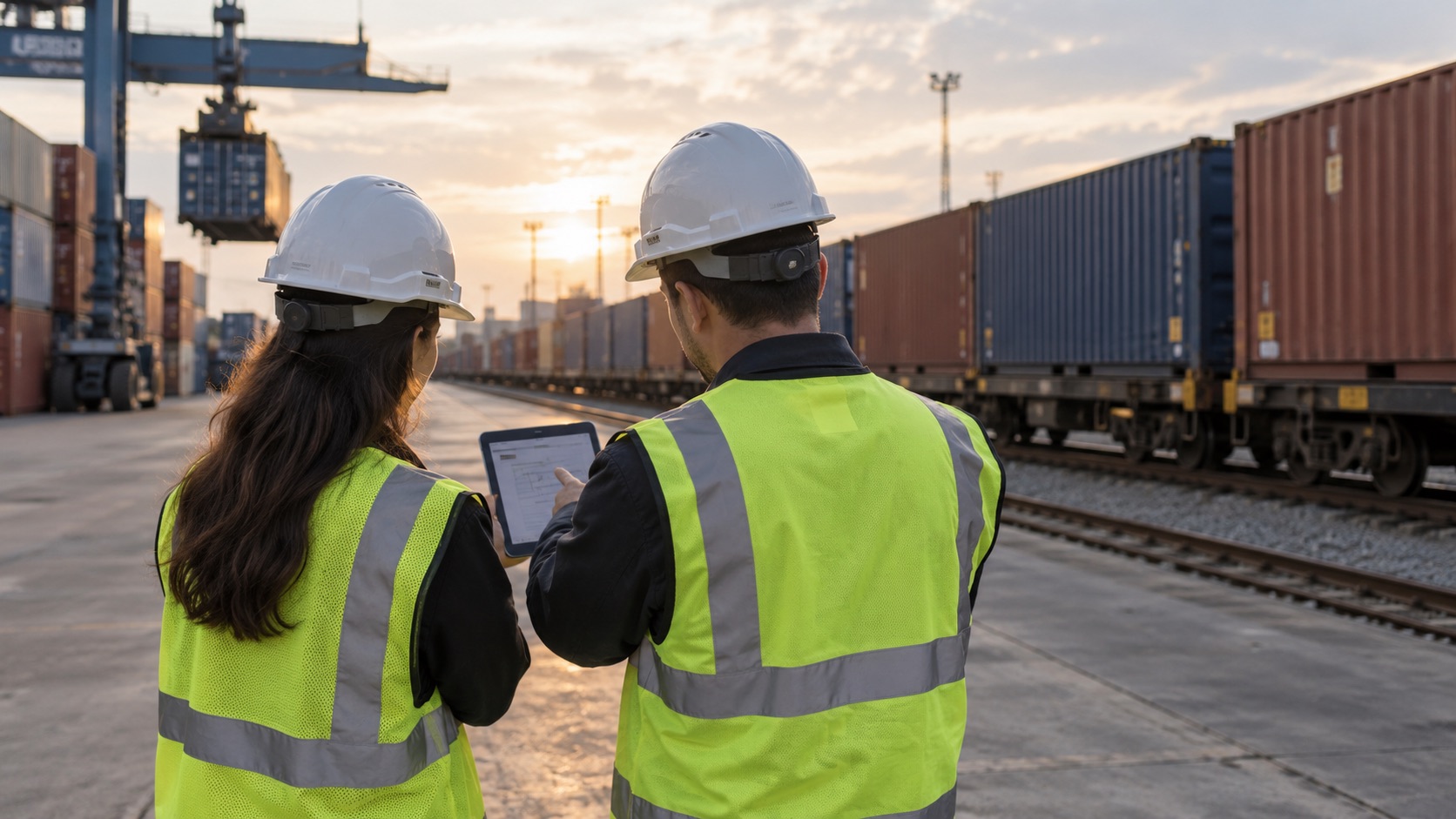 Illustration of a logistics team reviewing shipment information